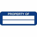Lustre-Cal Property ID Label PROPERTY OF Polyester Dark Blue 2in x 0.75in  2 Blank # Pads, 100PK 253744Pe2Bd0000